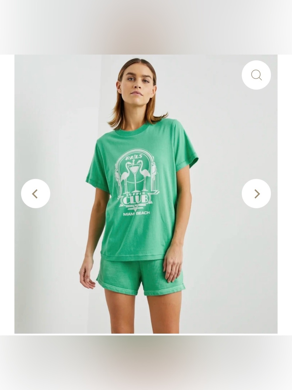 Rails Boyfriend Supper Club Green Graphic Tee Size M